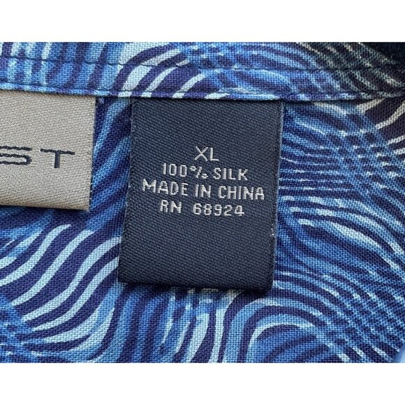 AXIST Men's 100% Silk Shirt Blue Button Up Short Sleeve Size XL - Picture 2 of 13